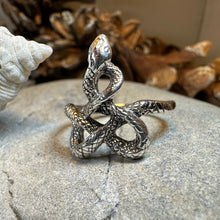 Load image into Gallery viewer, Celtic Snake Ring, Celtic Ring, Gothic Ring, Silver Boho Ring, Irish Ring, Scottish Gift, Anniversary Gift, Animal Ring, Large Wiccan Ring