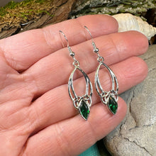 Load image into Gallery viewer, Trinity Knot Earrings, Celtic Jewelry, Irish Jewelry, Celtic Knot Jewelry, Bridal Jewelry, Emerald, Scotland Jewelry, Mom Gift, Wife Gift