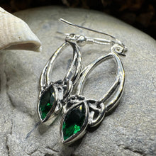 Load image into Gallery viewer, Trinity Knot Earrings, Celtic Jewelry, Irish Jewelry, Celtic Knot Jewelry, Bridal Jewelry, Emerald, Scotland Jewelry, Mom Gift, Wife Gift