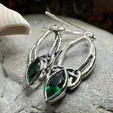 Load image into Gallery viewer, Trinity Knot Earrings, Celtic Jewelry, Irish Jewelry, Celtic Knot Jewelry, Bridal Jewelry, Emerald, Scotland Jewelry, Mom Gift, Wife Gift