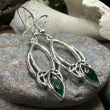 Load image into Gallery viewer, Trinity Knot Earrings, Celtic Jewelry, Irish Jewelry, Celtic Knot Jewelry, Bridal Jewelry, Emerald, Scotland Jewelry, Mom Gift, Wife Gift