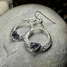 Load image into Gallery viewer, Trinity Knot Earrings, Celtic Jewelry, Irish Jewelry, Celtic Knot Jewelry, Bridal Jewelry, Blue Topaz, Scotland Jewelry, Mom Gift, Wife Gift