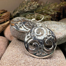 Load image into Gallery viewer, Celtic Spiral Earrings, Irish Jewelry, Viking Jewelry, Ireland Gift, Triskelion Jewelry, Triskele, Celtic Jewelry, Triple Spiral Jewelry