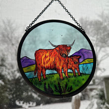 Load image into Gallery viewer, Highland Cow Wall Decor, Scotland Gift, Stained Glass Celtic Gift, New Home Gift, Scottish Wedding Gift, Scottish Cattle, Highland Coo Lover