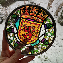 Load image into Gallery viewer, Scottish Lion Wall Decor, Scottish Thistle Gift, Scotland Stained Glass, New Home Gift, Scotland Wedding Gift, Celtic Gift, Sterling Castle