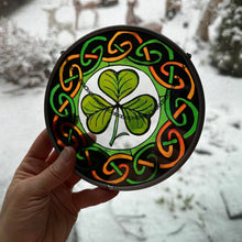 Load image into Gallery viewer, Irish Shamrock Wall Decor, Ireland Gift, Irish Stained Glass, New Home Gift, Clover Wedding Gift, Celtic Gift, Saint Patrick's Day