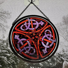 Load image into Gallery viewer, Celtic Dragon Wall Decor, Ireland Gift, Stained Glass Celtic Knot, New Home Gift, Irish Wedding Gift, Scottish Gift, Norse Viking Gift