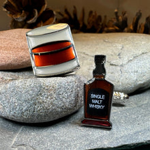 Load image into Gallery viewer, Scotch Whisky Cuff Links, Scotland Jewelry, Men's Celtic Jewelry, Whiskey Lover Gift, Groom Gift, Boyfriend Gift, Scottish Husband Gift, Dad