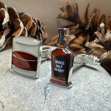 Load image into Gallery viewer, Scotch Whisky Cuff Links, Scotland Jewelry, Men's Celtic Jewelry, Whiskey Lover Gift, Groom Gift, Boyfriend Gift, Scottish Husband Gift, Dad