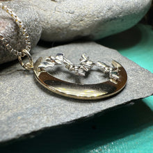 Load image into Gallery viewer, Moon Necklace, Bat Necklace, Celestial Jewelry, Mystical Jewelry, Silver Bats Jewelry, Gothic Pendant, Crescent Moon Pendant, Halloween