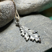 Load image into Gallery viewer, Oak Leaf Necklace, Petite Pendant, Acorn Jewelry, Irish Jewelry, Scotland Jewelry, Leaf Jewelry, Forest Gift, Graduation Gift, Minimalist