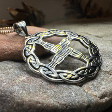 Load image into Gallery viewer, Saint Brigid's Cross, Celtic Cross Necklace, Irish Pendant, Anniversary Gift, Religious Jewelry, Silver Wiccan Jewelry, St. Bridget's Cross