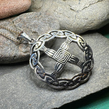 Load image into Gallery viewer, Saint Brigid's Cross, Celtic Cross Necklace, Irish Pendant, Anniversary Gift, Religious Jewelry, Silver Wiccan Jewelry, St. Bridget's Cross