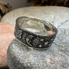 Load image into Gallery viewer, Crescent Moon Ring, Astronomy Ring, Celestial Ring, Outer Space Jewelry, Sun Ring, Science Lover Gift, Wiccan Jewelry, Boho Ring, Mom Gift