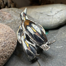 Load image into Gallery viewer, Penguin Brooch, Mother and Child Jewelry, Sterling Silver Brooch, Animal Pin, Family Pin, Mom Gift, Mothers Day Gift, Artisan Pin, Penguins