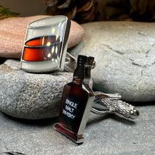 Load image into Gallery viewer, Scotch Whisky Cuff Links, Scotland Jewelry, Men's Celtic Jewelry, Whiskey Lover Gift, Groom Gift, Boyfriend Gift, Scottish Husband Gift, Dad