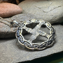 Load image into Gallery viewer, Saint Brigid's Cross, Celtic Cross Necklace, Irish Pendant, Anniversary Gift, Religious Jewelry, Silver Wiccan Jewelry, St. Bridget's Cross