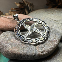 Load image into Gallery viewer, Saint Brigid's Cross, Celtic Cross Necklace, Irish Pendant, Anniversary Gift, Religious Jewelry, Silver Wiccan Jewelry, St. Bridget's Cross