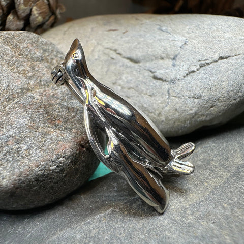 Load image into Gallery viewer, Penguin Brooch, Mother and Child Jewelry, Sterling Silver Brooch, Animal Pin, Family Pin, Mom Gift, Mothers Day Gift, Artisan Pin, Penguins