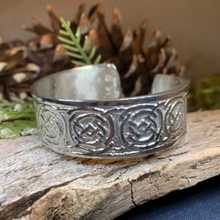 Load image into Gallery viewer, Celtic Knot Pewter Cuff Bracelet