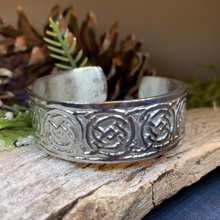 Load image into Gallery viewer, Celtic Knot Pewter Cuff Bracelet