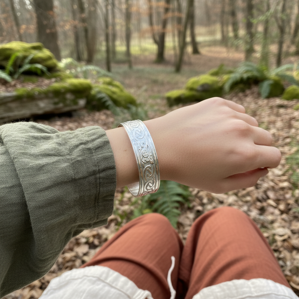 Thistle Pewter Cuff Bracelet - Handmade in Scotland — view 8