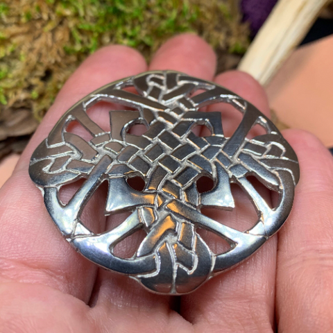 Load image into Gallery viewer, Pewter Celtic Cross Brooch - Handmade in Scotland