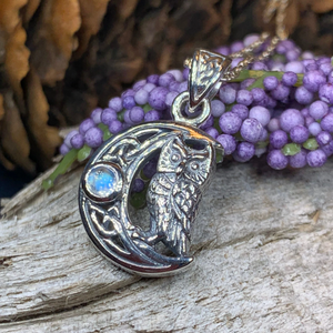 Owl Crescent Moon Necklace