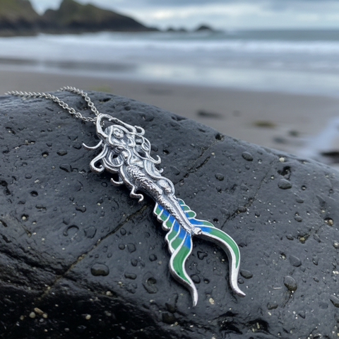 Load image into Gallery viewer, Diver Mermaid Necklace in Sterling Silver