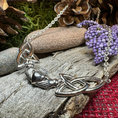 Load image into Gallery viewer, Irish Claddagh Lasting Love Necklace in Sterling Silver