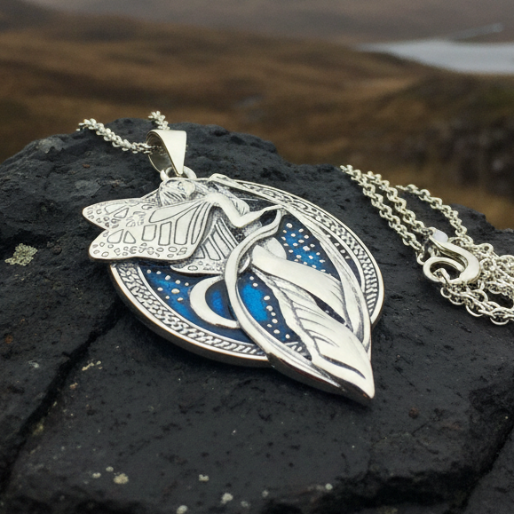Blue Moon Fairy Necklace in Sterling Silver – Celtic Crystal