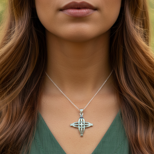 Protection Irish St. Brigid's Cross Necklace in Sterling Silver