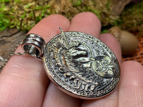 Load image into Gallery viewer, Celtic Unicorn Necklace in Sterling Silver