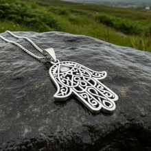 Load image into Gallery viewer, Amory Hamsa Hand Necklace in Sterling Silver