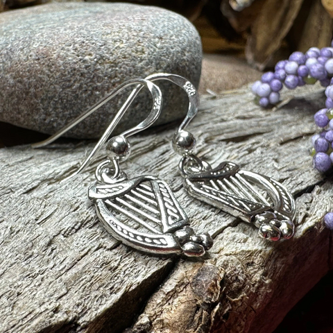Load image into Gallery viewer, Sarai Irish Harp Earrings in Sterling Silver