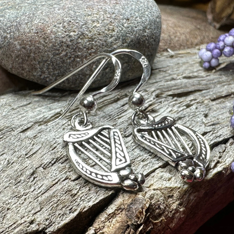 Load image into Gallery viewer, Sarai Irish Harp Earrings in Sterling Silver