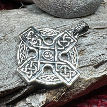 Load image into Gallery viewer, Lyre Celtic Cross Necklace