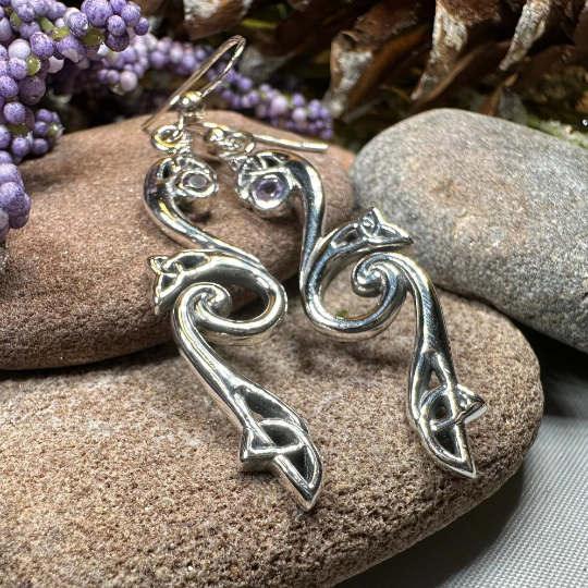 Graceful Celtic Trinity Knot Earrings in Sterling Silver — view 10