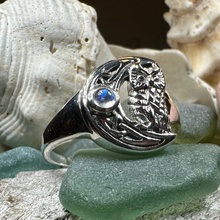 Load image into Gallery viewer, Celtic Owl Moon Ring