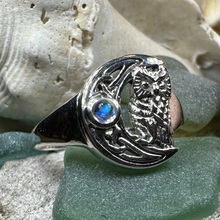 Load image into Gallery viewer, Celtic Owl Moon Ring