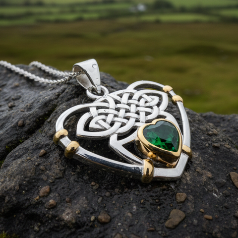 Load image into Gallery viewer, Celtic Embrace Heart Necklace in Sterling Silver