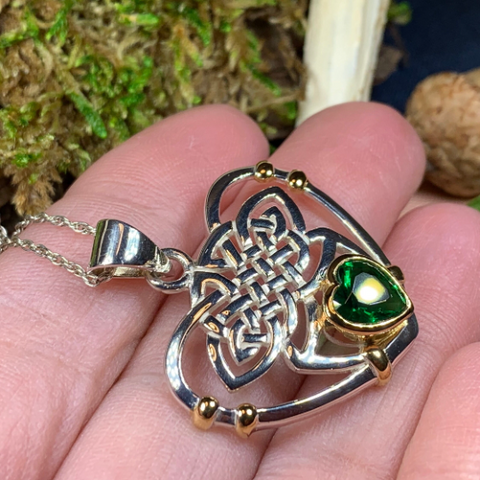Load image into Gallery viewer, Celtic Embrace Heart Necklace in Sterling Silver