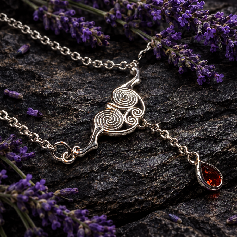 Liosa Celtic Spiral Necklace in Sterling Silver — view 11