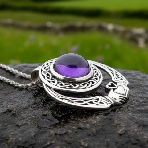 Load image into Gallery viewer, Morna Irish Claddagh Necklace in Sterling Silver