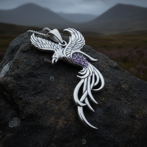 Load image into Gallery viewer, Firebird Phoenix Necklace in Sterling Silver