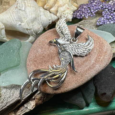 Load image into Gallery viewer, Firebird Phoenix Necklace in Sterling Silver