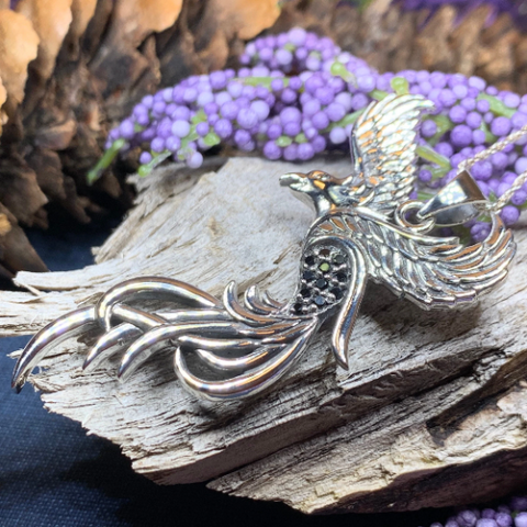 Load image into Gallery viewer, Firebird Phoenix Necklace in Sterling Silver