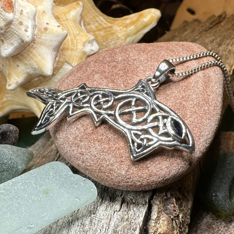 Load image into Gallery viewer, Cadmael Celtic Shark Necklace in Sterling Silver
