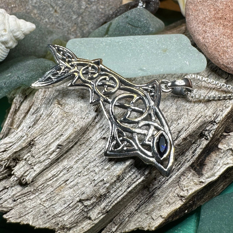 Load image into Gallery viewer, Cadmael Celtic Shark Necklace in Sterling Silver