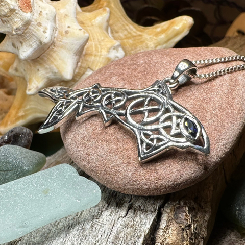 Load image into Gallery viewer, Cadmael Celtic Shark Necklace in Sterling Silver